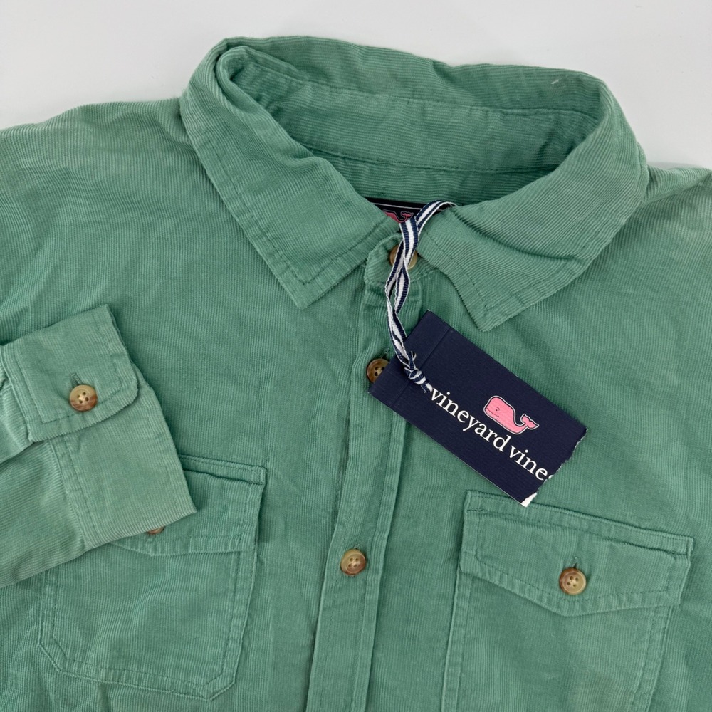 Vineyard Vines Corduroy Button Up Boys XL Sage Green Solid Woven 3W001625-387